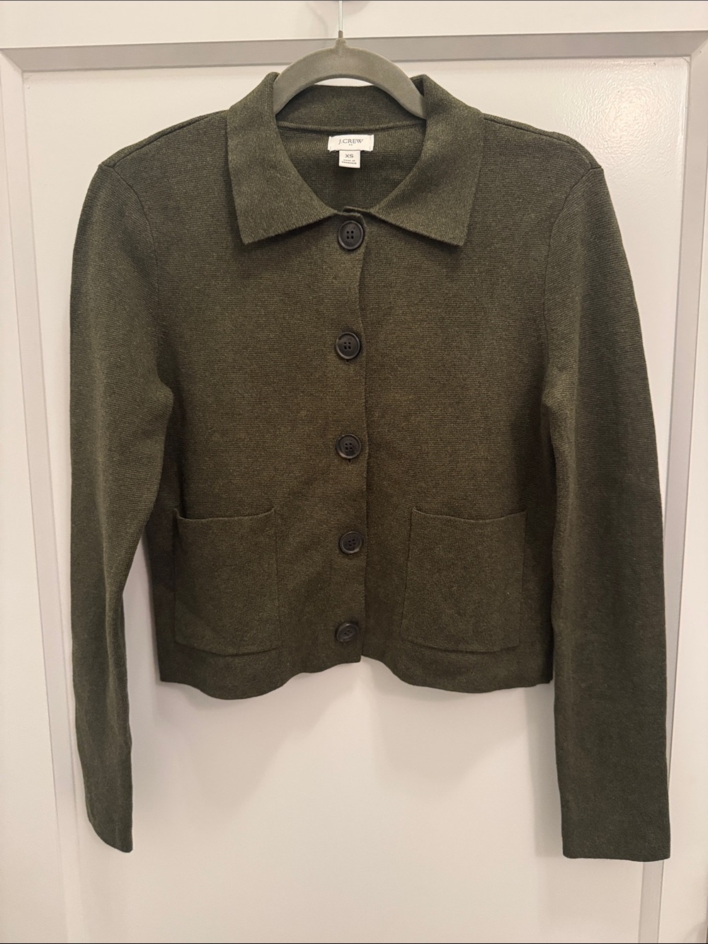 J. Crew Olive Button-Front Knit Cardigan
